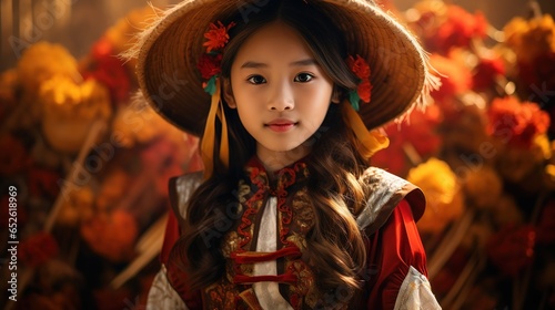 A Young Vietnamese woman in national costume. photo