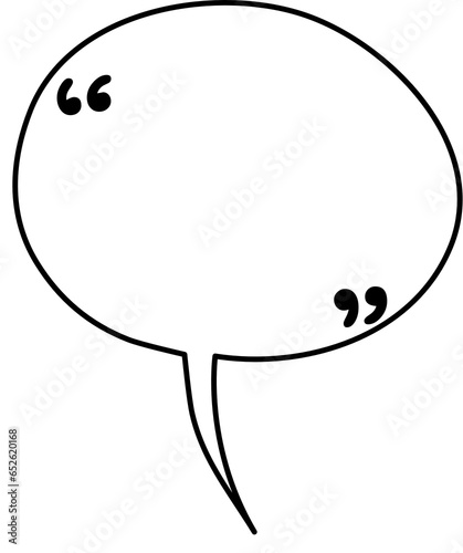 Black and white speech bubble balloon with quotation marks icon sticker memo keyword planner text box banner, flat png transparent element design