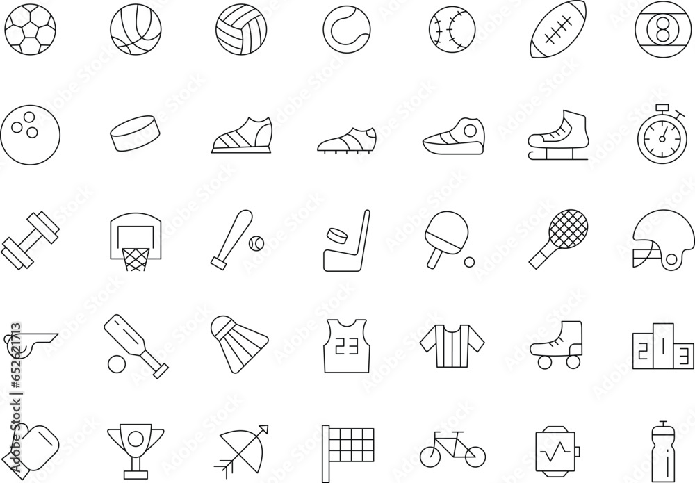Sport thin line icons set vector illustration