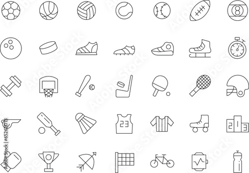 Sport thin line icons set vector illustration
