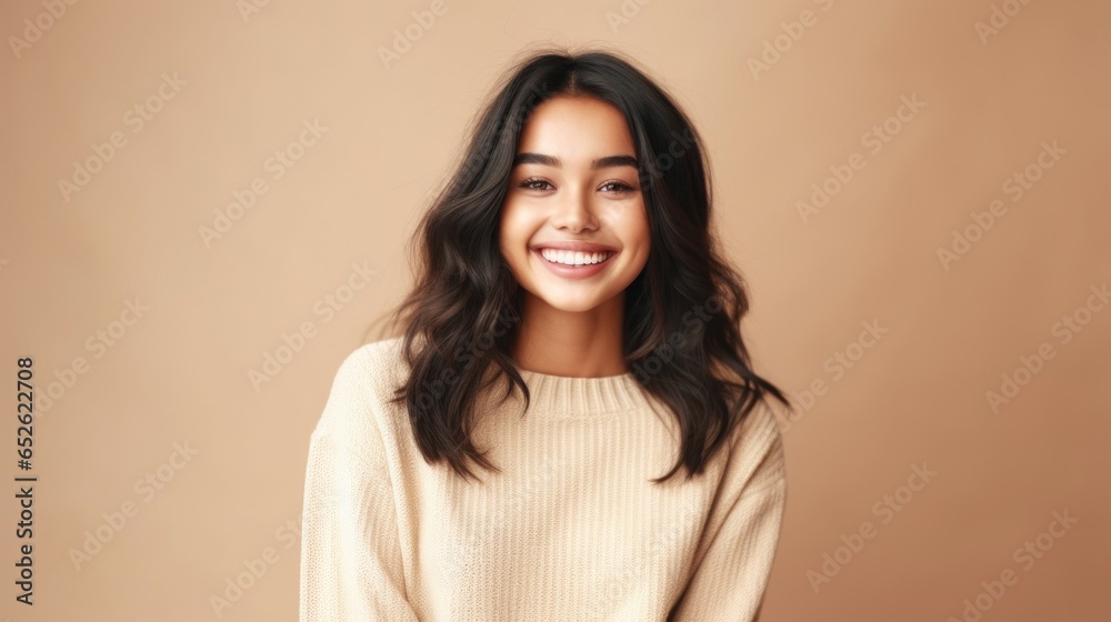 A cheerful young teen exuding positivity, captured in a candid moment against a bright backdrop. A cheerful young teen exuding positivity, captured in a candid moment against a bright backdrop.