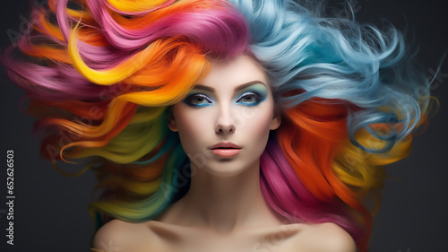 Beautiful Woman in a Gradient Wig