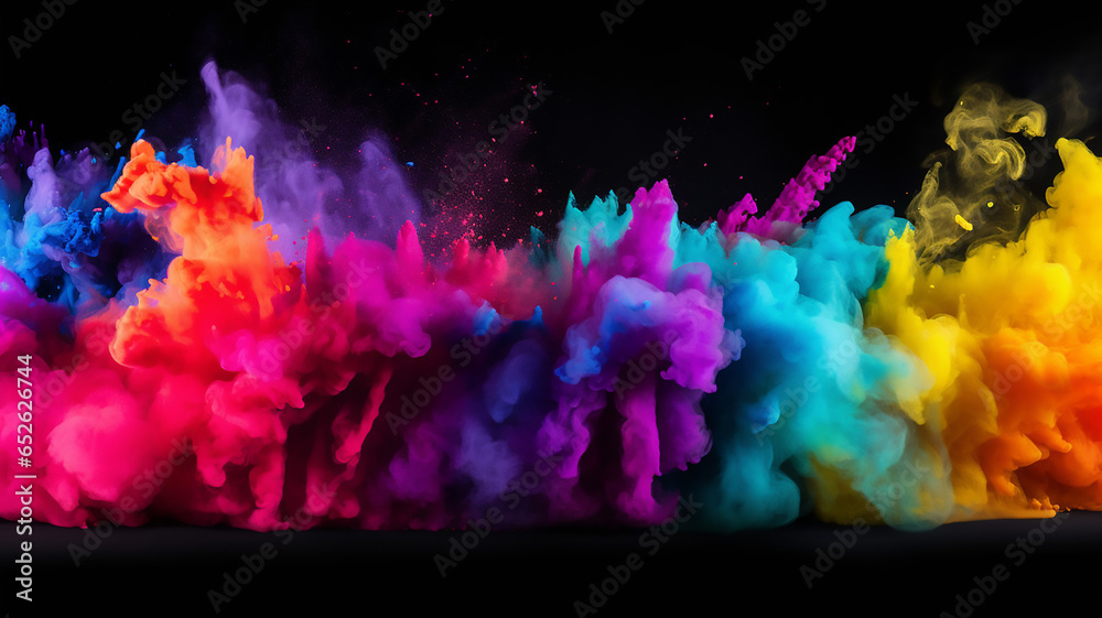 Explosion of Colorful Rainbow Holi Paint Powder