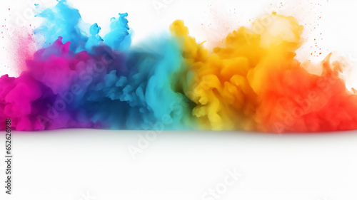 Abstract Multi Color Powder Explosion Isolated on White Background