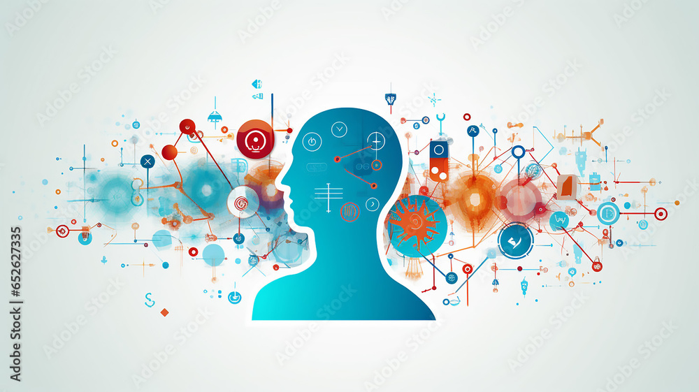 Obraz premium Futuristic Abstract Medical Background with Flat Icons and Symbols