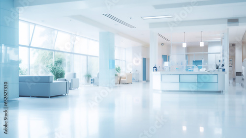 Modern Abstract Blur Beautiful Hospital and Clinic Interior © BornHappy