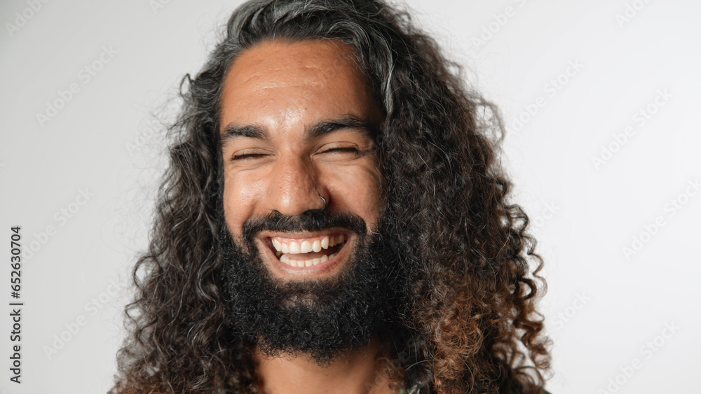 Handsome person look at camera close up. Young adult man face portrait. Stylish 30 years old guy on isolated white background. Attractive male model. Modern millennial people. Brutal style barber shop Handsome person look at camera close up. Young adult man face portrait. Stylish 30 years old guy on isolated white background. Attractive male model. Modern millennial people. Brutal style barber shop