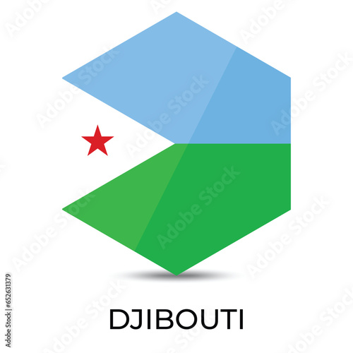 Free Download Reflective Flag icon of Djibouti hexongal shape isolated on white background.  - GFXLoad