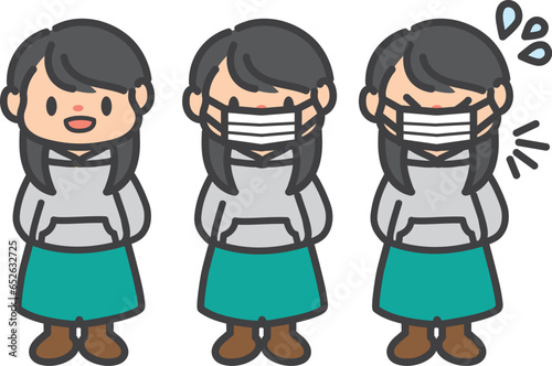マスクをつけた女子