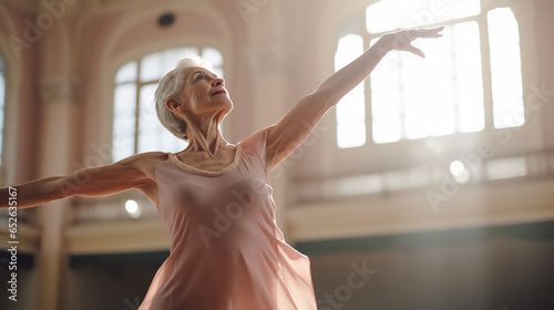 Mature, senior woman dancing at dance school