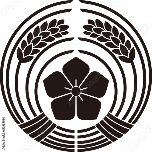 抱き稲に桔梗