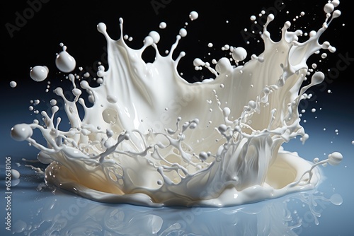 Liquid Elegance  A Fresh Milk Crown Splash Adds Grace to a Tranquil Milk Pool