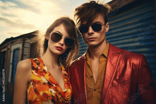Fashionable young man and woman outdoors © Venka