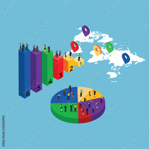 Demographic statistics data 3d vector illustration concept for banner, website, illustration, landing page, flyer, etc