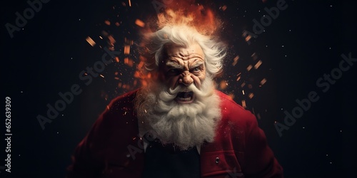 Santa Claus is terrible and has a horrible character. Bad Santa Claus. Generative AI. © MinixT