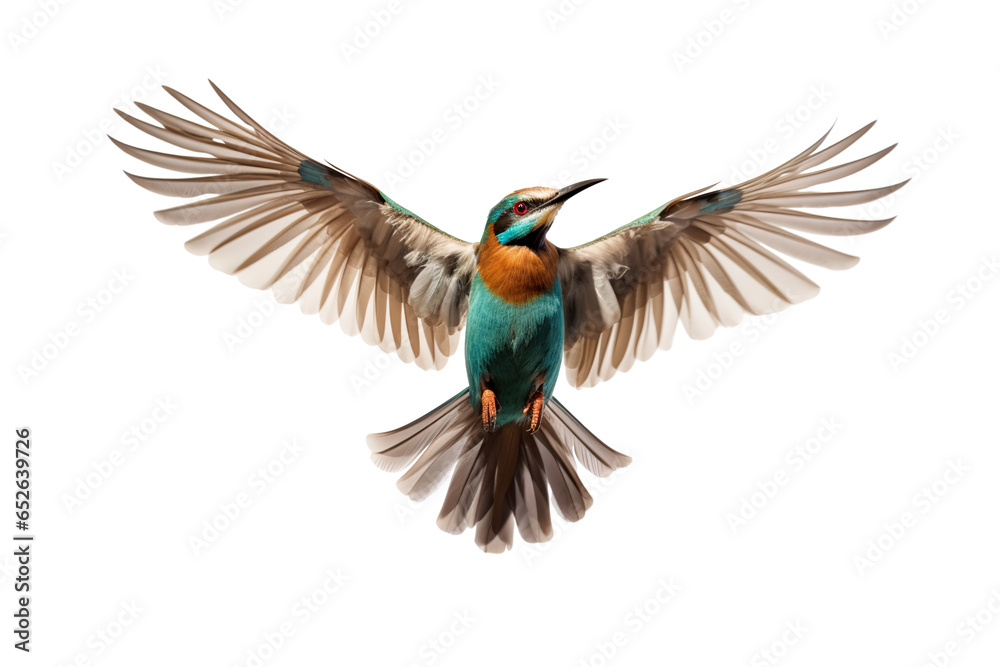 Fototapeta premium a beautiful bird flying full body on a white background studio shot isolated PNG