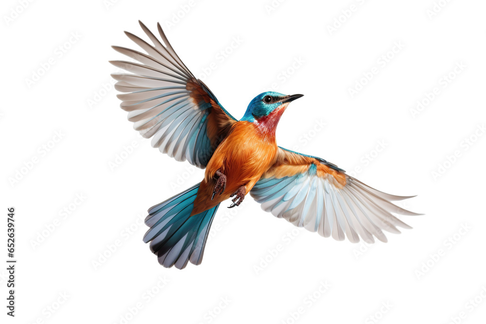 Obraz premium a beautiful bird flying full body on a white background studio shot isolated PNG