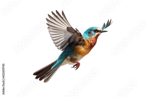 a beautiful bird flying full body on a white background studio shot isolated PNG © JetHuynh