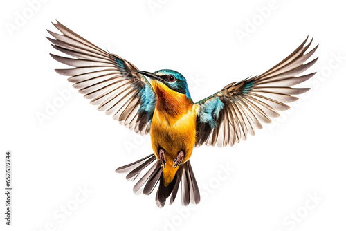 a beautiful bird flying full body on a white background studio shot isolated PNG © JetHuynh