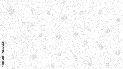 Simple Flowery Minimalism Hand-drawn Thin Line Pattern Vector Texture Background 