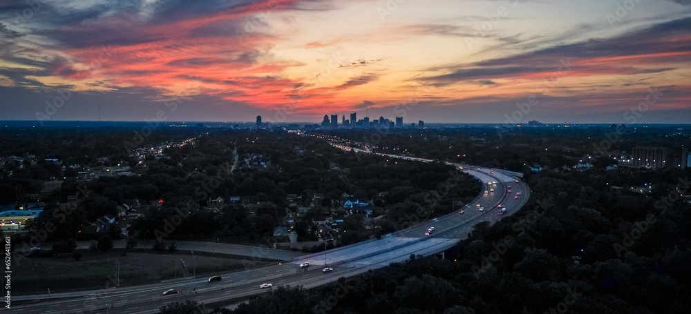 sunrise over the city