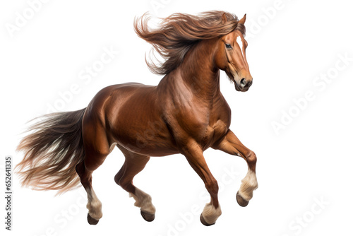 a beautiful running horse full body on a white background studio shot