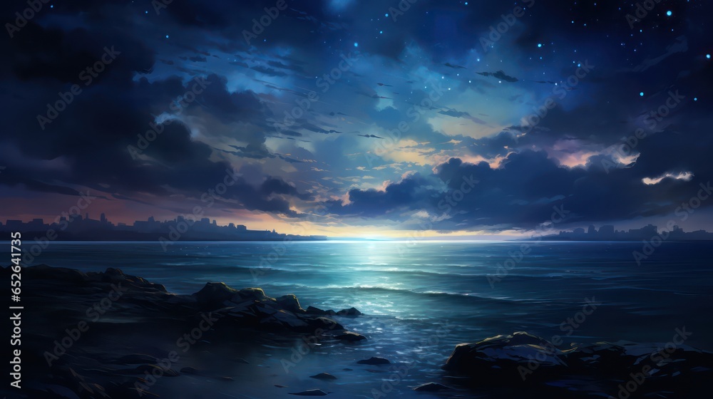 Night sky and sea 
