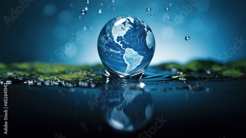 World water day concept Droplet with earth 