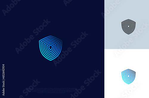 Security shield with icon technology logotype concept idea. Vector Design template element
