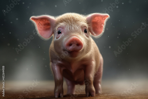  An adorable image of a pig, showcasing its round body and snout.  Generative AI technology.