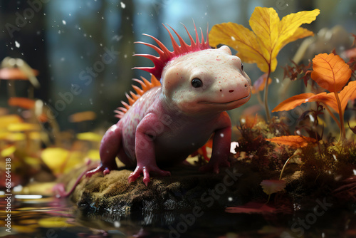 Cute axolotl in the nature. photo