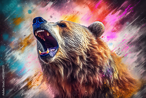 Bear with colorful splashes.