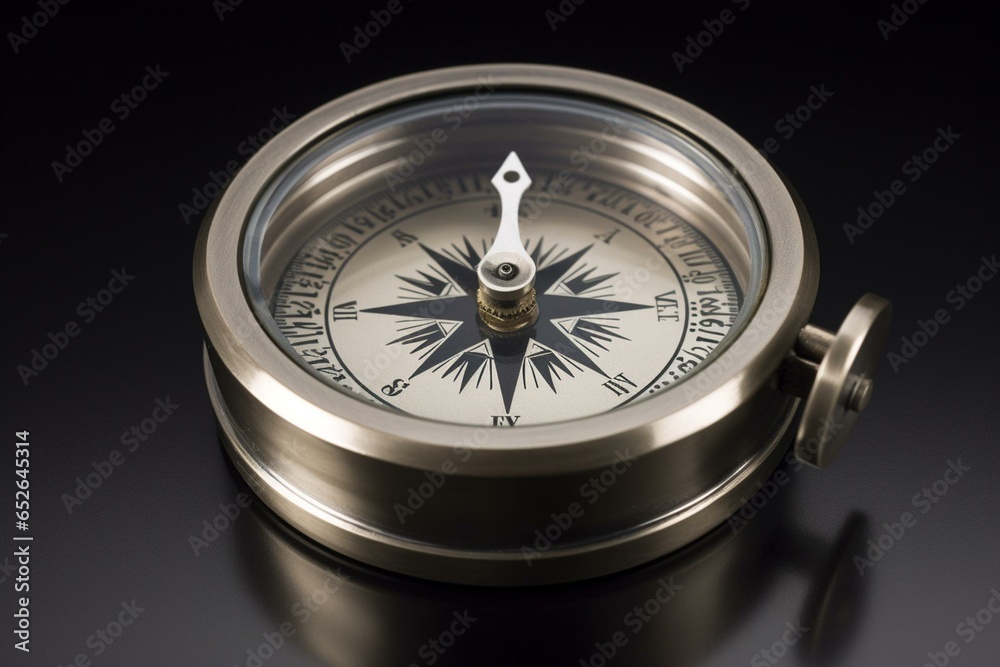 Metallic compass on plain background. Generative AI