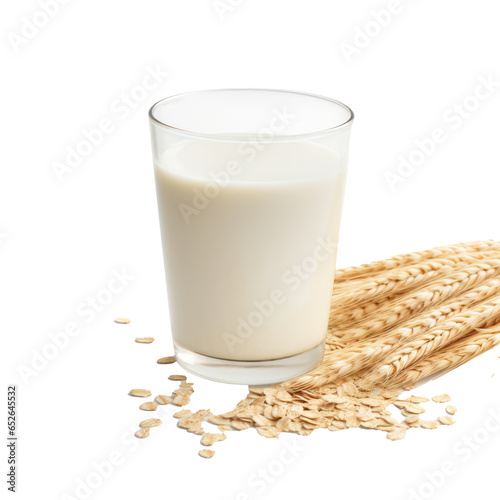 Glass of oat milk isolated on transparent background,Transparency 