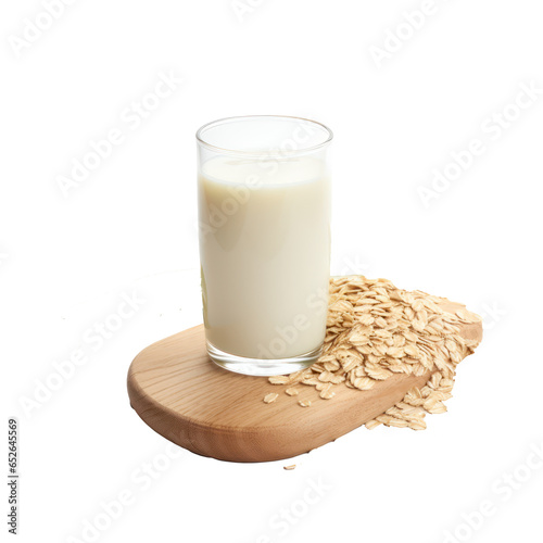 Glass of oat milk isolated on transparent background,Transparency 