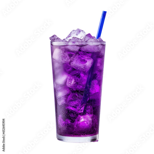 Glass of purple water isolated on transparent background,Transparency 