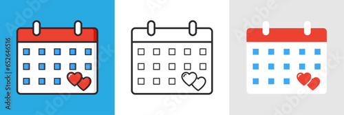 Calendario de boda, icono de calendario, ilustración de calendario, ilustración plana de calendario, ilustración lineal de calendario, ilustración para boda