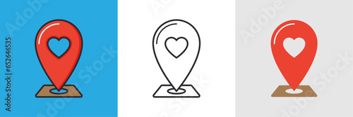 Pin de ubicación, icono de ubicación, ilustración de ubicación, ilustración plana de ubicación, ilustración lineal de ubicación, ilustración para ubicación de la boda