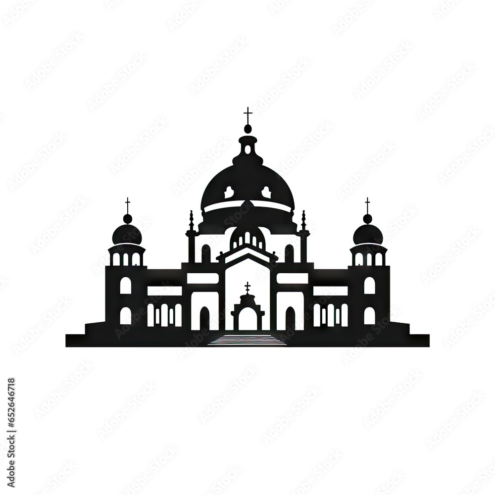 Poland Temple Icon, Europe Palace Isolated, Ancient Church Silhouette, Historical Architecture Castle Minimal
