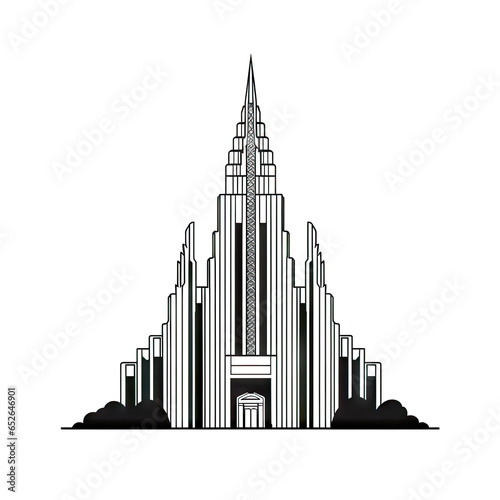 USA Temple Icon Isolated  Futuristic Brutalism Style  Modern Church Silhouette  American Castle  New