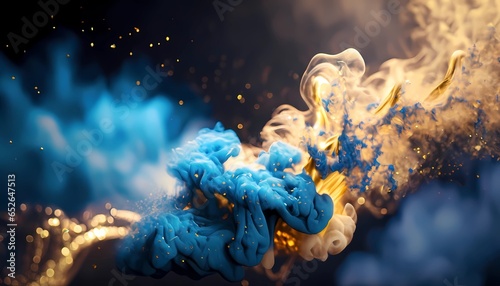 abstract swirling gold smoke and dust particles floating background