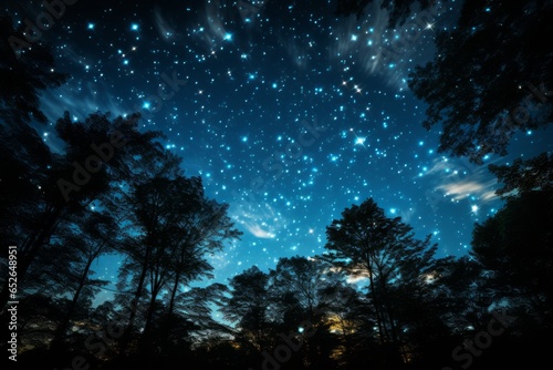  Starry night sky with intricate light patterns, Generative AI