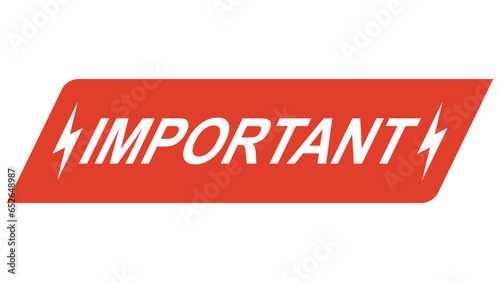 Speech bubble with important text, important message with lightning bolt