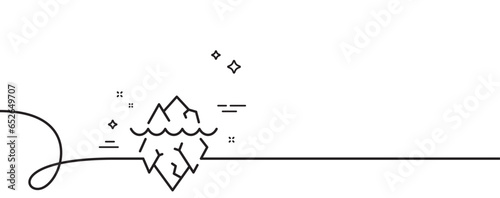 Iceberg line icon. Continuous one line with curl. Risk management sign. Reduce threat symbol. Iceberg single outline ribbon. Loop curve pattern. Vector