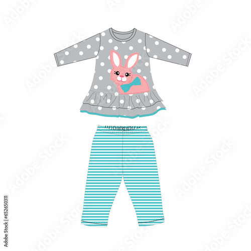 baby frocks with pant print vector design