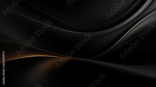Luxurious Black Wave. Elegant and Artistic Abstract Background with Organic Smooth Lines and Dark