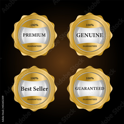 Luxury gold badges and labels premium quality product. vector illustration