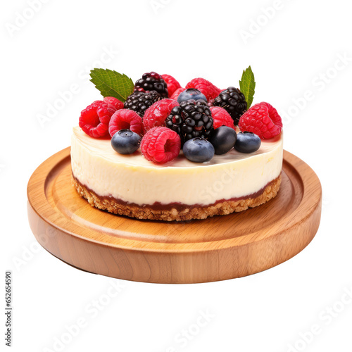 Miexd berry cheese cake isolated on transparent background Transparency 