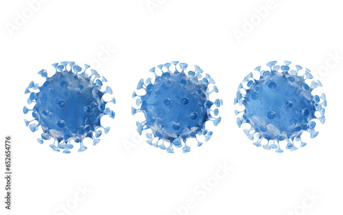 Transparent blue virus, 3d rendering.