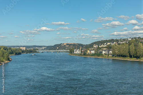 fortress Ehrenbreitstein in Koblenz at river Rhine